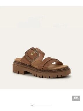 NAOT Downtown Collection Mulberry Platform Leather Strappy Slide Sandal Shoe